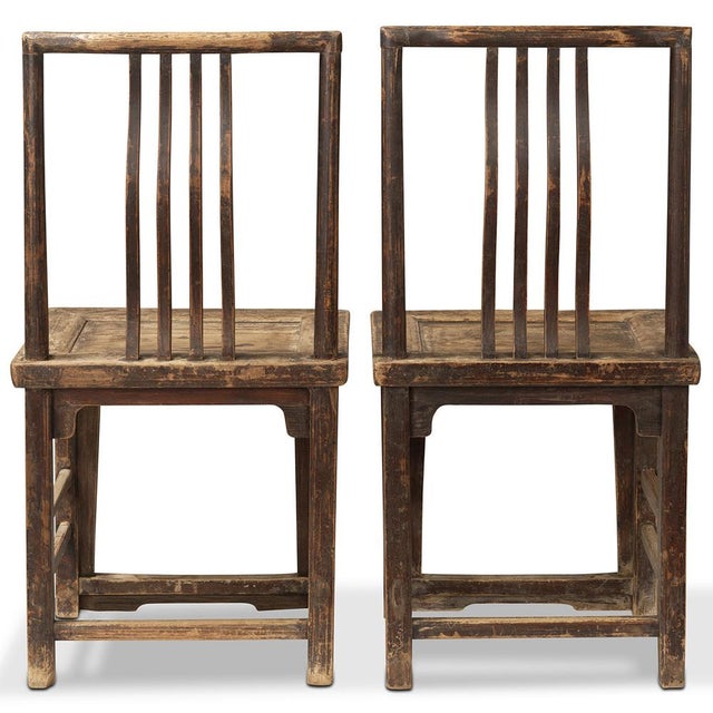 Set of Elm Shanxi Side Chairs For Sale - Image 3 of 6