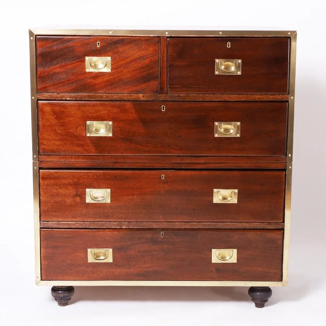 Campaign Antique Pair of English Campaign Chests For Sale - Image 3 of 11