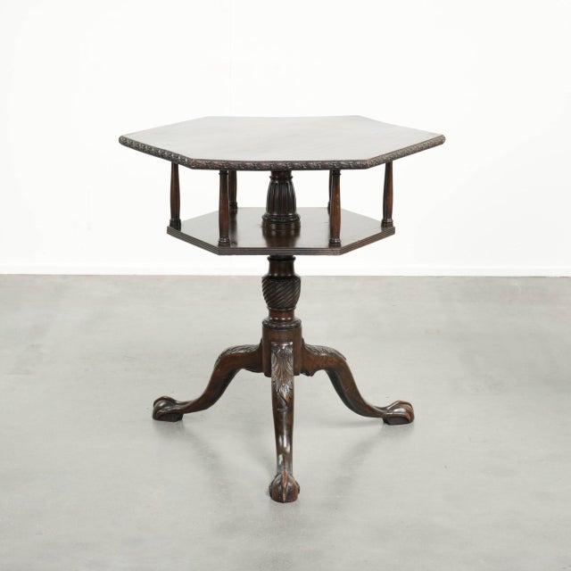 Antique English Wooden Hexagonal Top Turning Book Table, 19th Century For Sale - Image 17 of 17