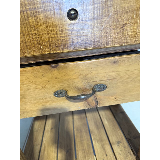 Butcher Block Table With Drawer Built With Antique Wood From England For Sale - Image 16 of 18