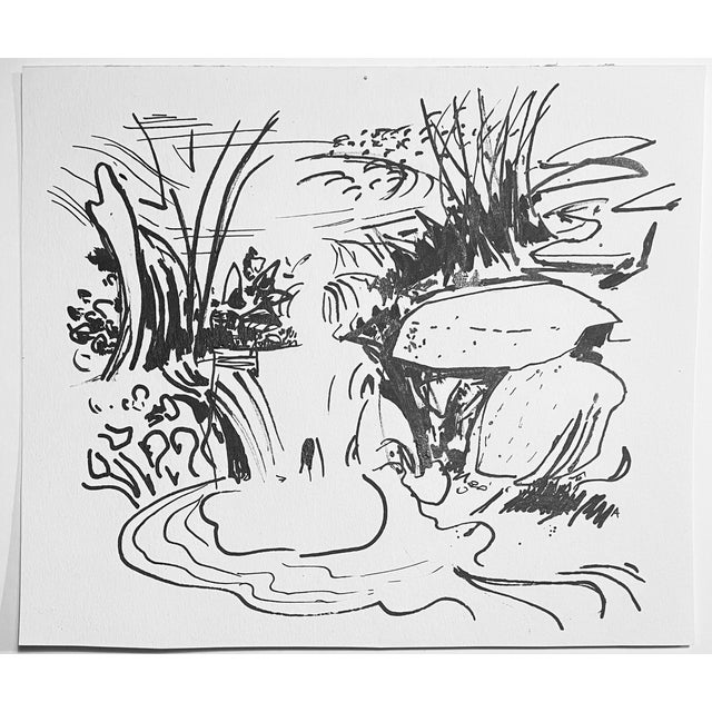 MCM ink wash and watercolor on heavy paper by Robert Henry Angeloch (1922-2011). Initialed on the front lower right....