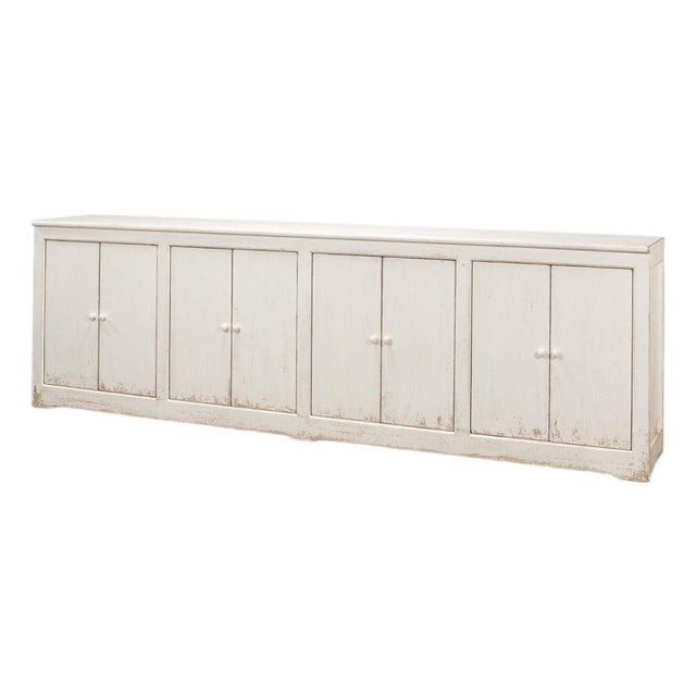 Farmhouse Eight-Door Sideboard, 122" - Whitewashed Reclaimed Pine For Sale