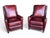 Hooker Furniture Pair of Vintage English Wingback Recliners in Burgundy Oxblood Leather For Sale - Image 4 of 16