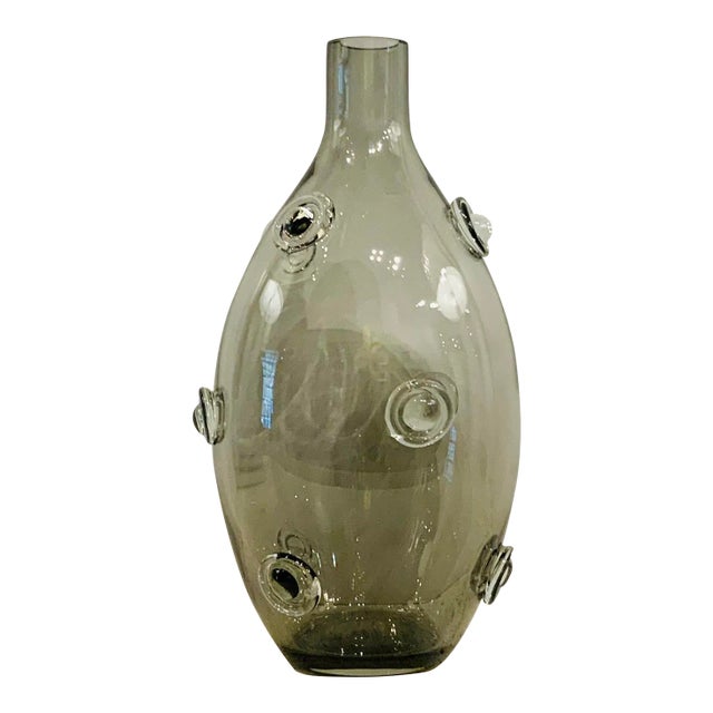 Modern Smoke Gray Britton Glass Vase For Sale