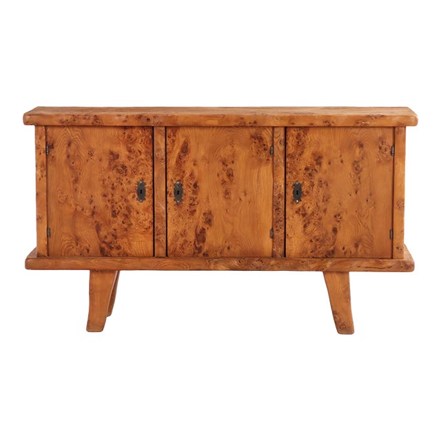 French Brutalist Style Burl Elm Buffet, C. 1960 For Sale