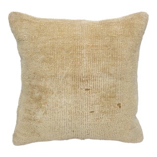 Handwoven Oushak Soft Color Tones Rug Pillow Cushion -16'' X 16'' For Sale