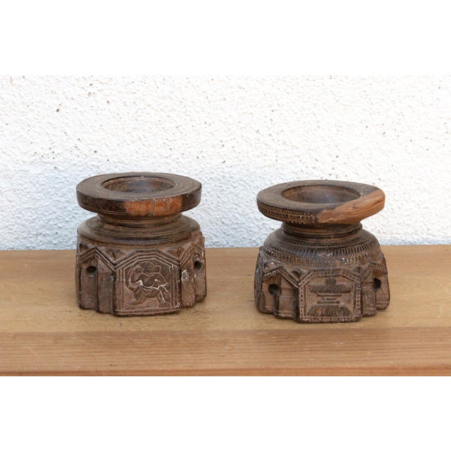 Early 20th Century Set of 2, Antique Finely Carved Agrarian Seeders For Sale - Image 5 of 7