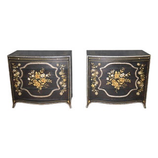 Pair 1980's Baker Chinoiserie Style Paint Decorated Bachelor Chests For Sale