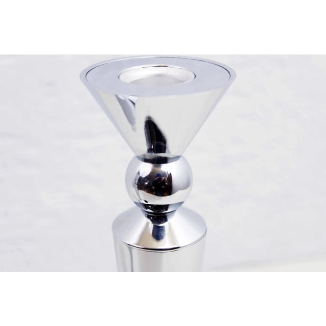 Silver Art Deco Style Candlestick Holders, Set of 2 For Sale - Image 8 of 11