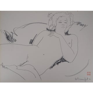 Alain Bonnefoit, Nude Woman, Original Drawing For Sale