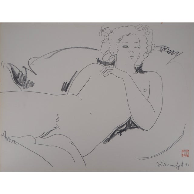 Alain Bonnefoit, Nude Woman, Original Drawing For Sale
