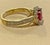 Oval 1.5 Carat Treated Ruby and 1.20 Carat Diamond 14 Karat Yellow Gold Ring For Sale - Image 11 of 18