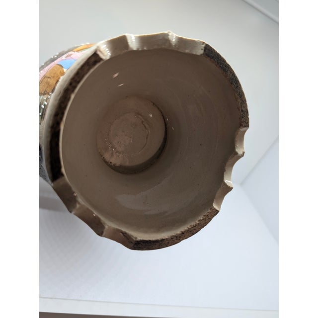 Vintage Hand‑Painted Oriental Ceramic Vase With Foo Dog Handles For Sale - Image 9 of 11