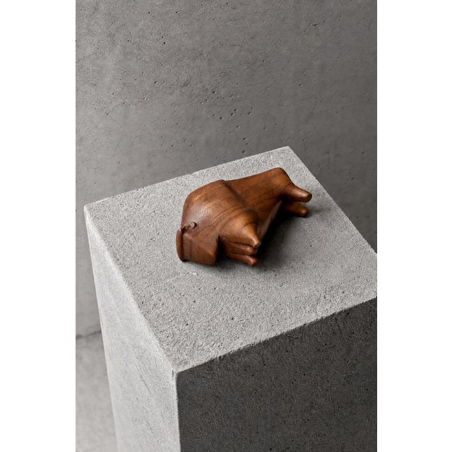 Vintage Danish Dark Teak Bison Figurine, 1960s For Sale - Image 10 of 12