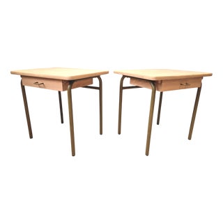 Bedside Tables in Wood and Metal, 1960s, Set of 2 For Sale