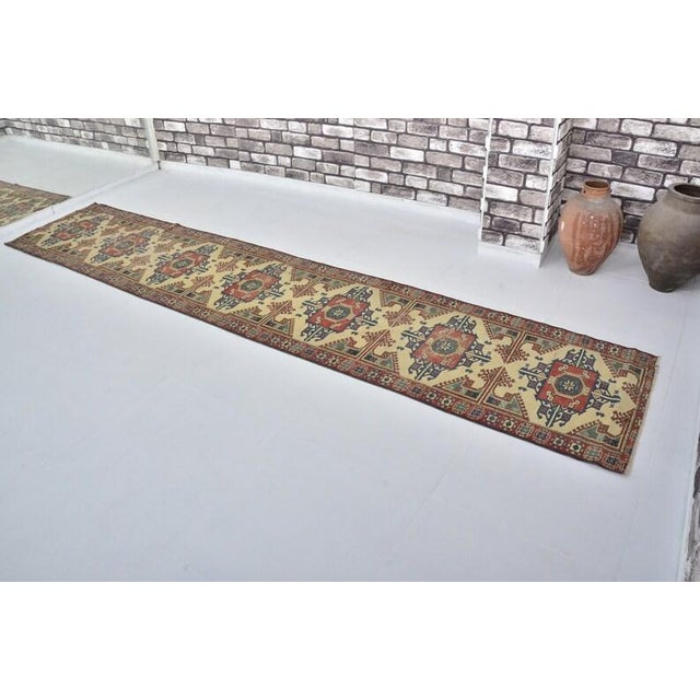 Turkish Vintage Antique Hallway Runner For Sale - Image 3 of 11