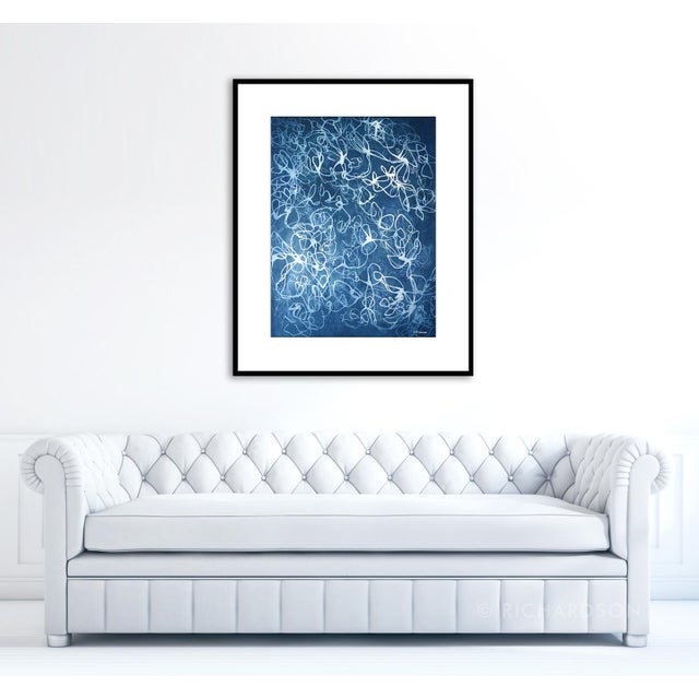 Contemporary "Blue Chiffon No.1 - Compressed Veil" - Blue Abstract Acrylic Painting on Paper by Sara Richardson For Sale - Image 3 of 7