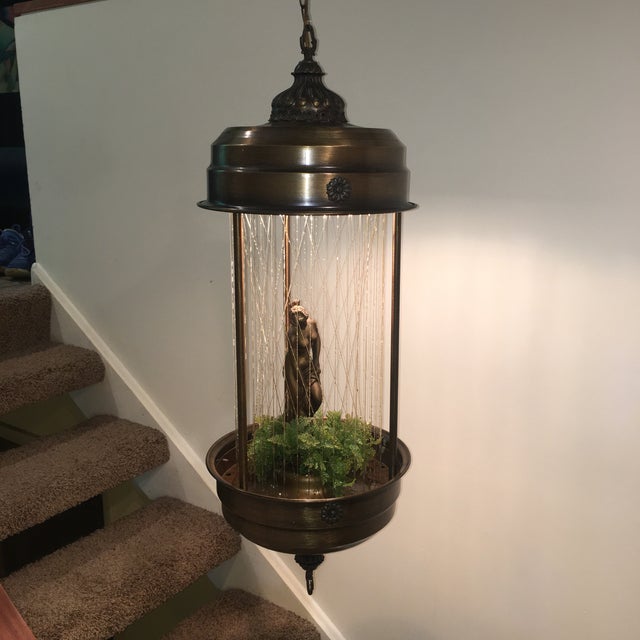 Vintage Swag Oil Rain Lamp With Greek Goddess by Johnson Lighting