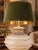 Late 20th Century Sculptural Shell Urn Table Lamp With Moss Green Velvet and Gold-Lined Shade For Sale - Image 4 of 5