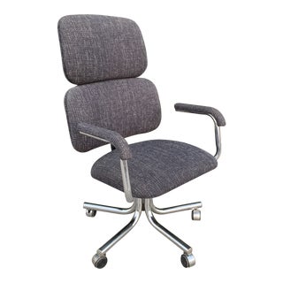 Mid Century Modern Reupholstered Office Chair For Sale