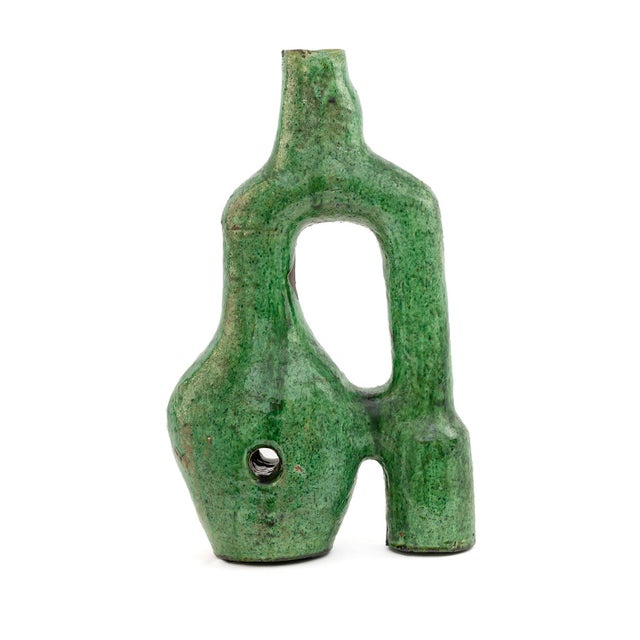 Tamegroute Green Glazed Ceramic Sculptural Vase | One of a Kind For Sale - Image 6 of 7
