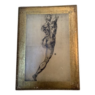 1970s Renaissance Style Sketch of Nude, Framed For Sale