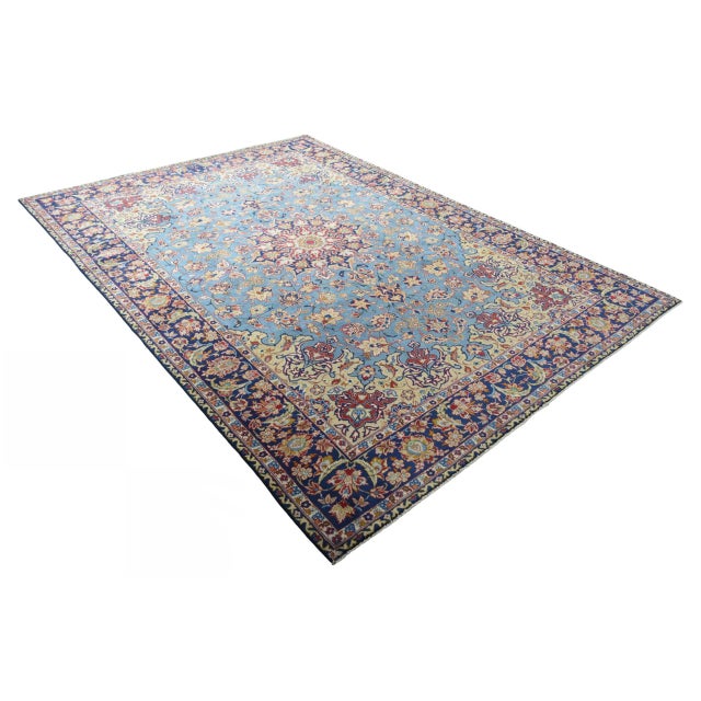 Mid-Century Modern Middle Eastern Hand-Knotted Isfahan Rug For Sale - Image 3 of 14