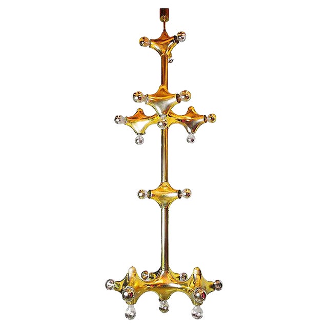 Golden Space Age Foyer Lighting Object from Cosack, 1970s, Germany For Sale