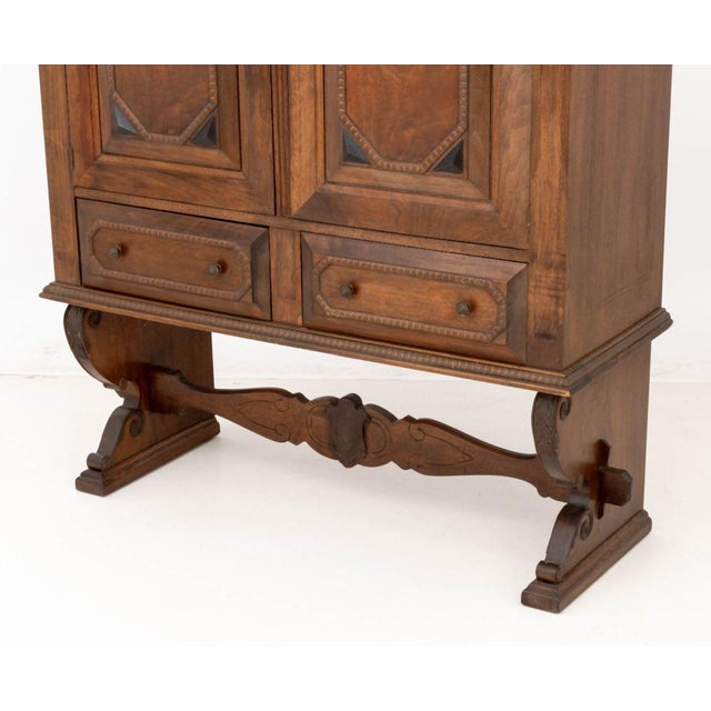 Wood Renaissance Revival Walnut Linen Press For Sale - Image 7 of 10