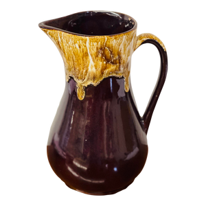 Vintage 1970s Roseville Pottery Drip Glaze Water Pitcher