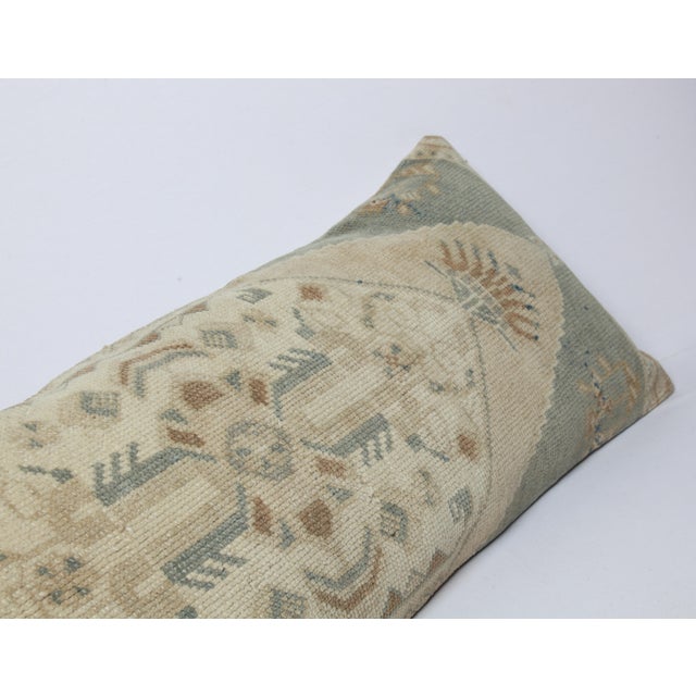 Beige Turkish Oriental Hand Knotted Oushak Throw Pillow Cushion - 16'' X 38'' For Sale - Image 8 of 11
