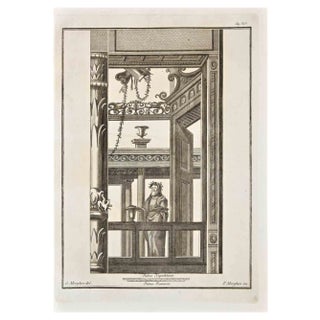 Giovanni Elia Morghen, Ancient Roman Fresco Herculaneum, Original Etching, 18th Century For Sale