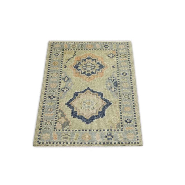 Oriental Hand Knotted Rug Turkish Oushak 2'2" x 2'9" For Sale - Image 4 of 5
