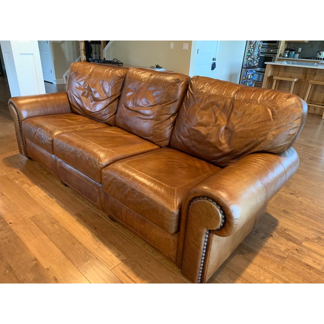 Stickley Santa Fe Brown Leather Sofa Chairish
