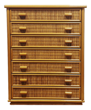 Vintage Chest of Drawers in Bamboo and Woven Wicker, 1970s
