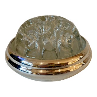 Vintage Christofle "Pique-Fleurs" Silverplate & Glass Flower Frog For Sale