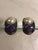 1980s Trifari Purple Blue Enamel Pearl Half Hoop Earrings, Pair For Sale - Image 10 of 10
