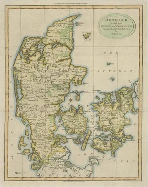 Antique Hand-Colored Engraved Map of Denmark, 1790