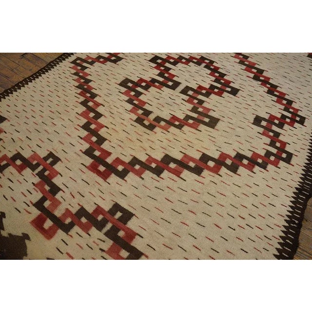 1930s Beige Medallion Antique American Navajo Rug 5' X 6'10" Flatweave Wool Carpet For Sale In New York - Image 6 of 13