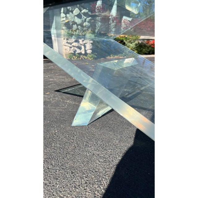 Contemporary Lucite and Glass Coffee Table For Sale - Image 3 of 12