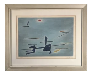 1950s “Digne Espace” Abstract Lithograph by Gustave, Framed