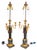 Pair of Restauration Gilt and Patinated Bronze Figural Candelabra Mounted as Lamps, circa 1830, the standing female...