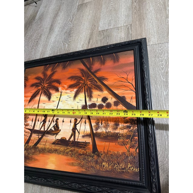 1990s Oil Painting by Max Rico Pierre Scene Vibrant Beach Scene Framed For Sale In Atlanta - Image 6 of 6