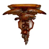 Mid 19th Century Black Forest Carved American Eagle Wall Shelf For Sale