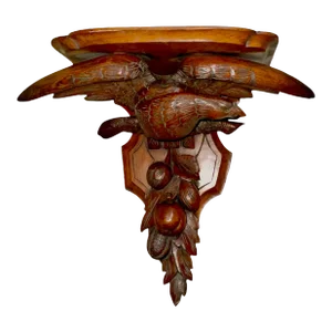 Mid 19th Century Black Forest Carved American Eagle Wall Shelf
