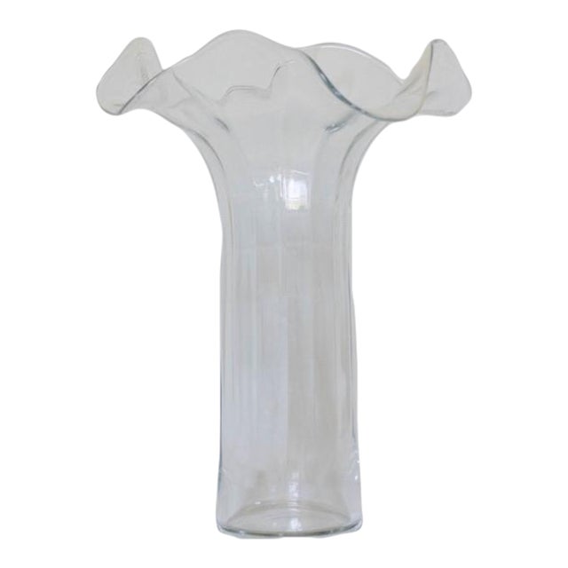 Vintage Italian Handblown Optic Glass Vase For Sale