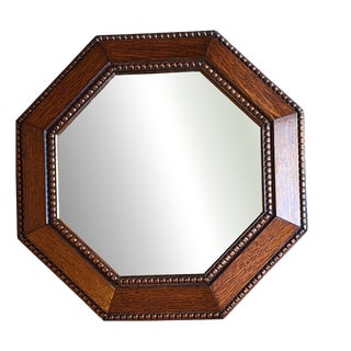 Vintage German Wall Mirror with Oak Frame, 1920s For Sale