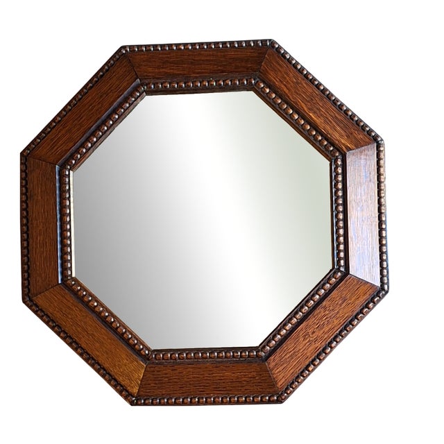 Vintage German Wall Mirror with Oak Frame, 1920s For Sale