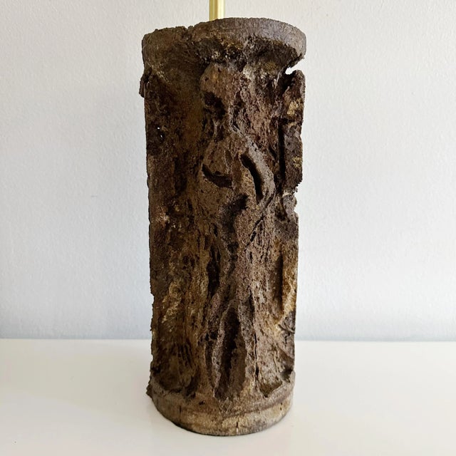 Mid-Century Modern Pair Brutalist Mid Century Lamps Signed For Sale - Image 3 of 12