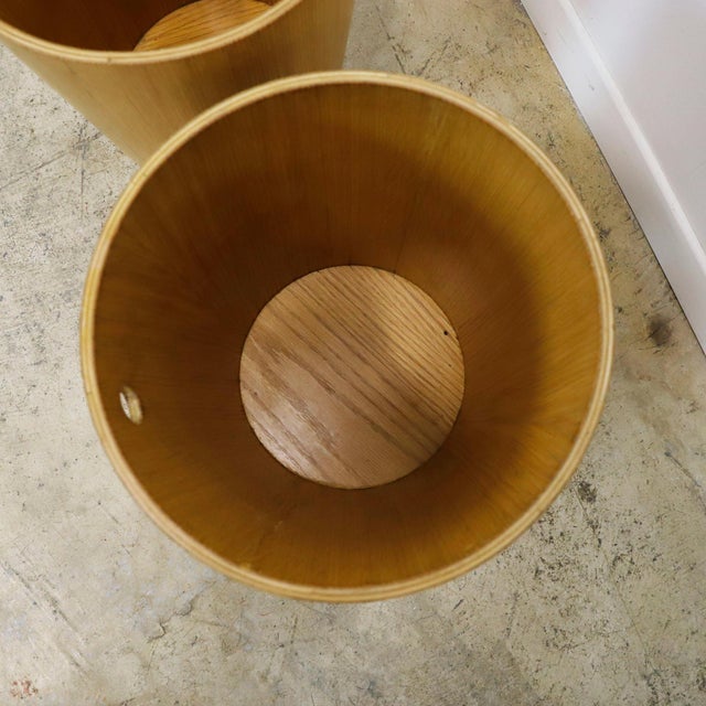 Mid-Century Modern Pair of Mid 20thCentury Plywood Trash Can For Sale - Image 3 of 5